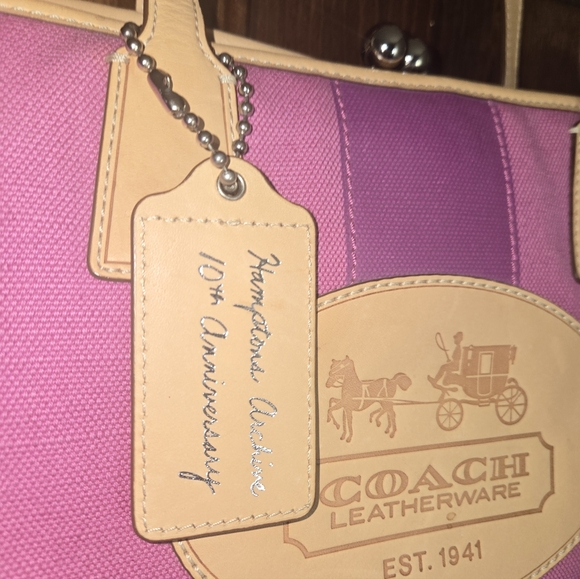 Coach Pink and Tan Tote Bag - Picture 3 of 7